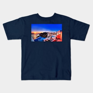 Santorini Sunset Panorama Kids T-Shirt